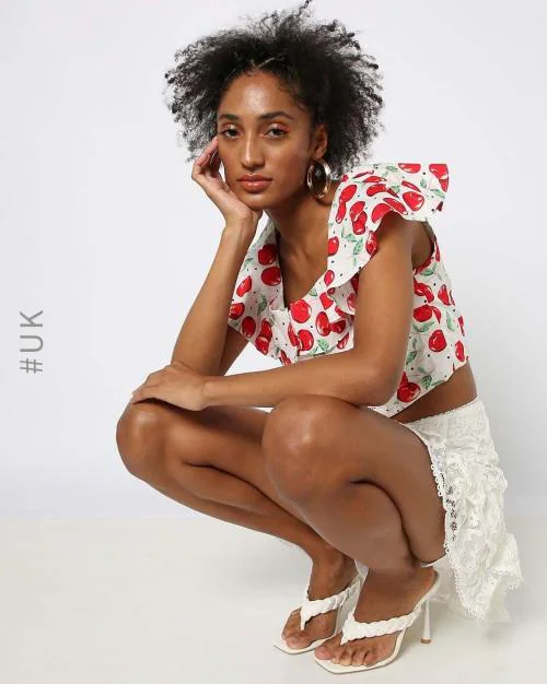 Cherry Print Crop Top