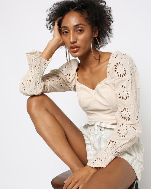 Broderie Long Sleeve Top JioMart