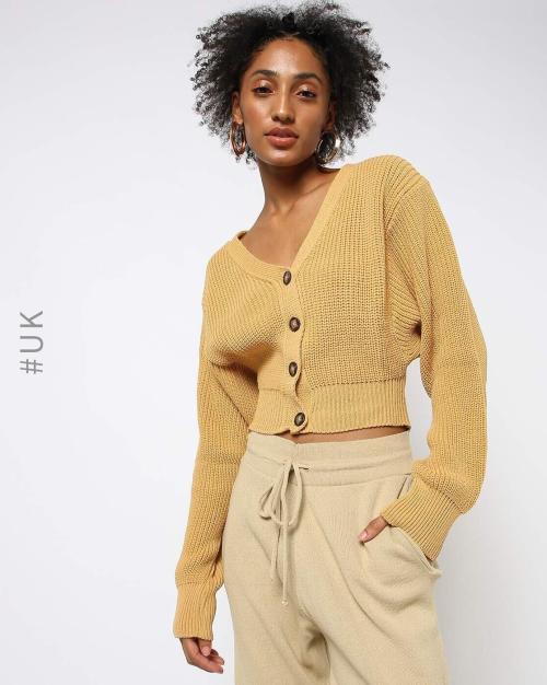 Knitted Bell-Sleeved Cardigan