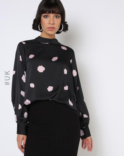 Floral Print High-Neck Top