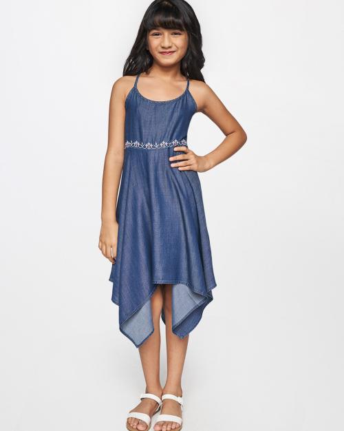 Strappy Flared Dress with Handkerchief Hem