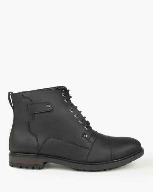 Panelled Ankle-Length Combat Boots