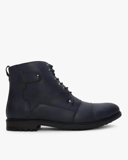 Panelled Ankle-Length Combat Boots