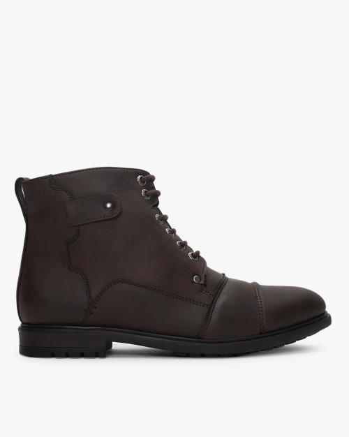 Panelled Ankle-Length Combat Boots
