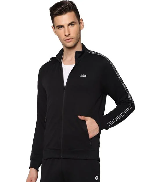 Zip-Front High-Neck Jacket with Kangaroo Pockets