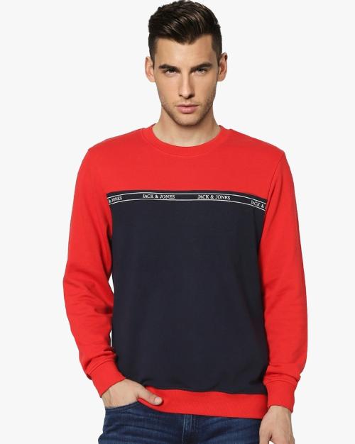 Colourblock Slim Fit CrewNeck Sweatshirt JioMart