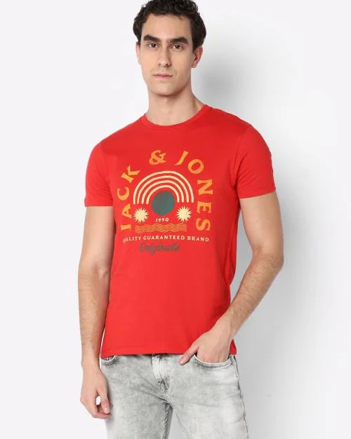 Brand Print Crew-Neck Slim Fit T-shirt
