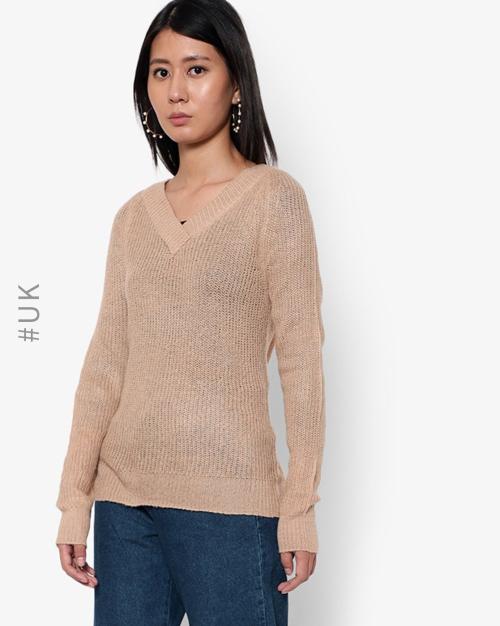 Ribbed V-neck Sweater