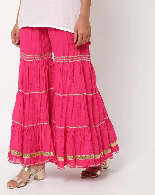 Crinkled Sharara Pants with Elasticated Waistband