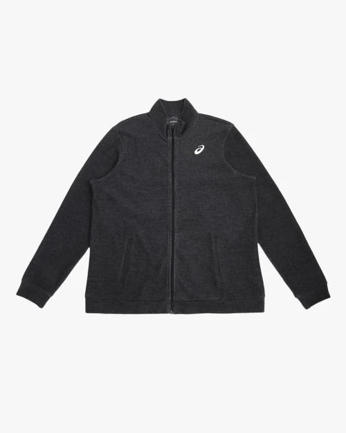 Heathered Zip-Front Jacket with Slip Pockets