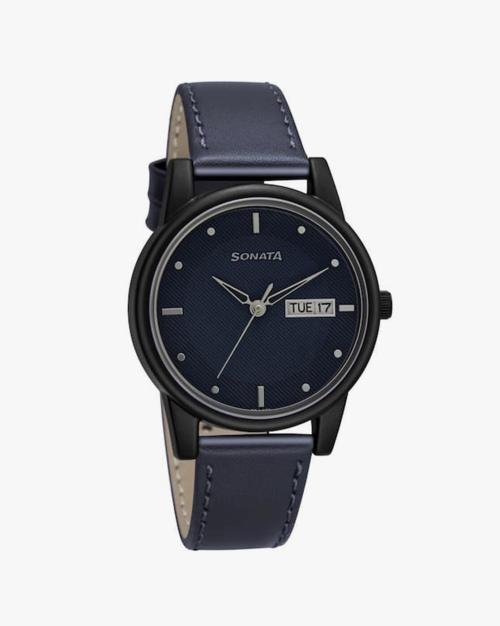 87031PL03W Analogue Watch with Leather Strap