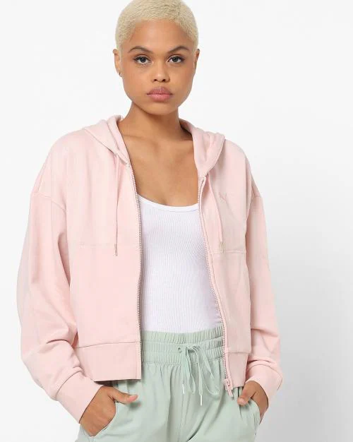 Zip-Front Hoodie with Drop Shoulders