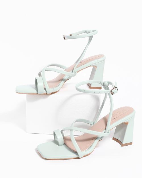 Strappy Chunky Heels with Ankle Strap
