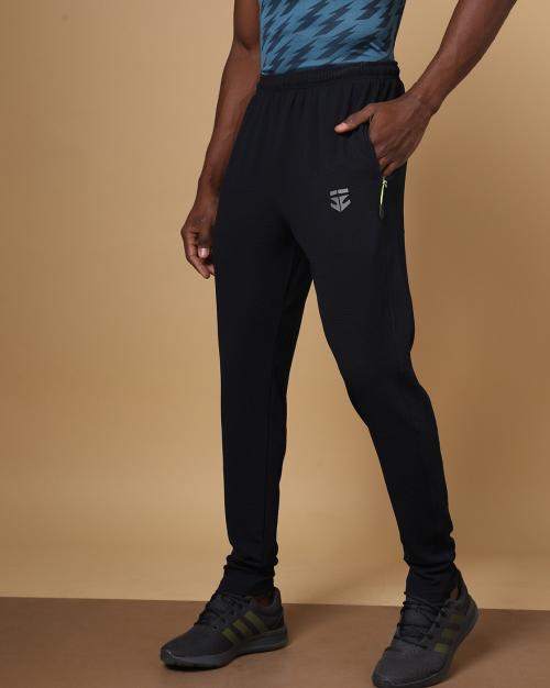 Men Fitted Track Pants with Logo Print