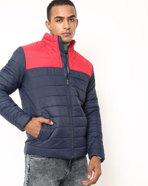 Colourblock Puffer Jacket with Insert Pockets