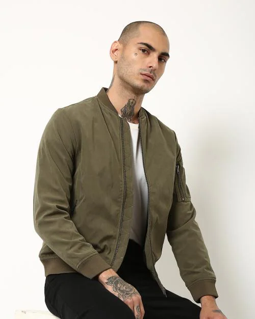 Bomber Jacket with Zipper Pockets