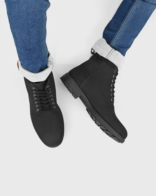 Men Lace-Up Ankle-Length Combat Boots