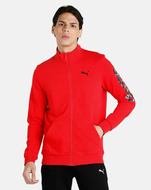 Men Graphic Print Slim Fit Track Jacket