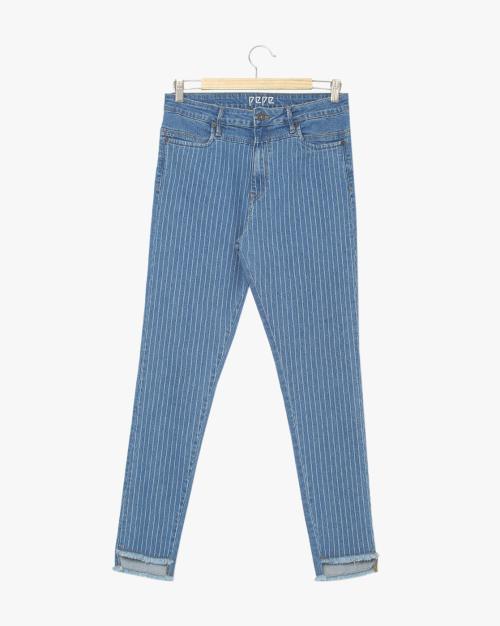 Striped Skinny Jeans with Insert Pockets JioMart