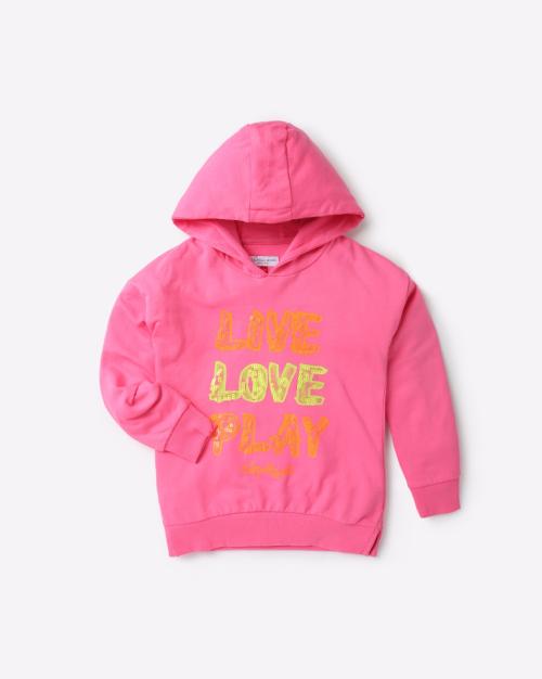 Typographic Print Hoodie with Sequin Embellishments