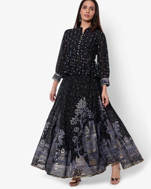 Floral Print Flared Lehenga-Choli Set