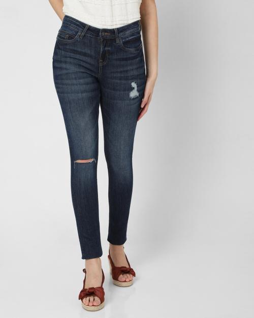 Buy Skinny Fit MidWash Distressed Jeans Online at Best Prices in India JioMart.