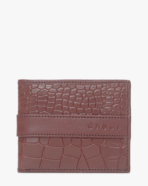 Croc-Embossed Leather Bi-Fold Wallet