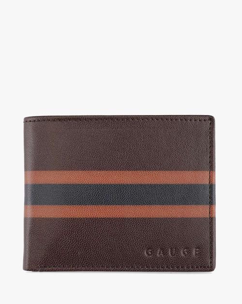 Leather Bi-Fold Wallet with Stripes