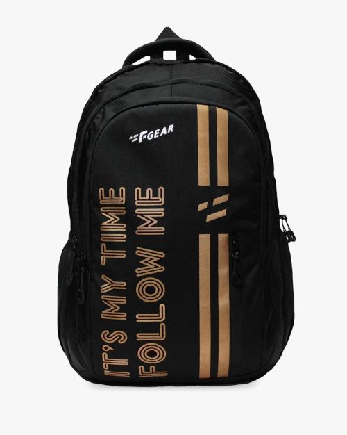 Typographic Print Backpack with Adjustable Shoulder Straps
