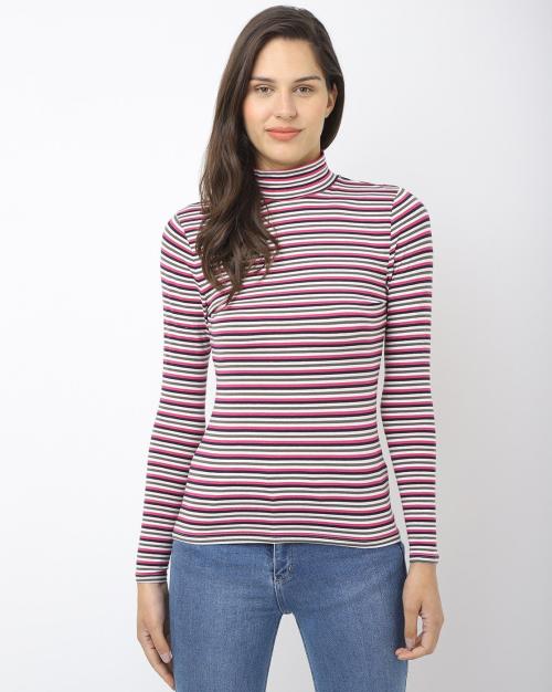 Cotton Rich Striped Slim Fit Top