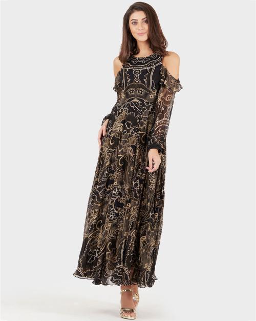 Abstract Print Fit & Flare Dress