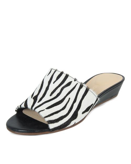 Animal Print Mules with Fur Detail