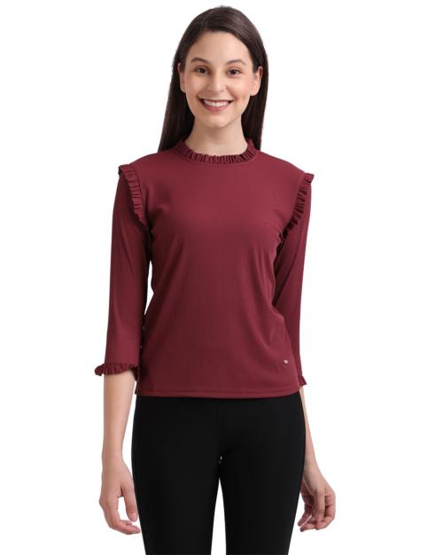 Round Neck Top with 3/4th Sleeves