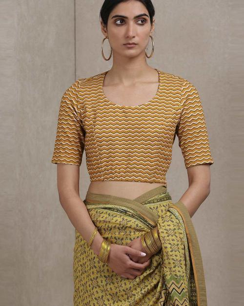 Chevron Print Side Open Blouse