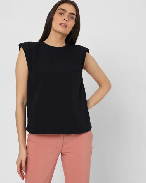 Sleeveless Crew-Neck Top