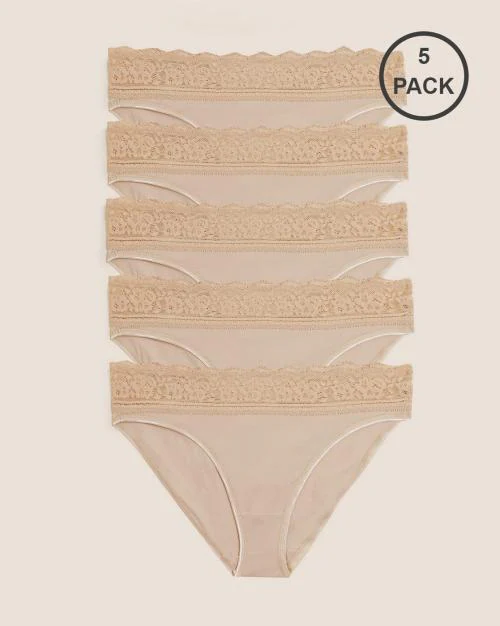 Buy Pack of 5 Cotton Lycra & Lace Panties Online at Best Prices in