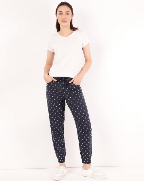Floral Print Mid-Rise Trousers