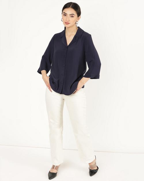 Shirt with Notched Lapel Collar 