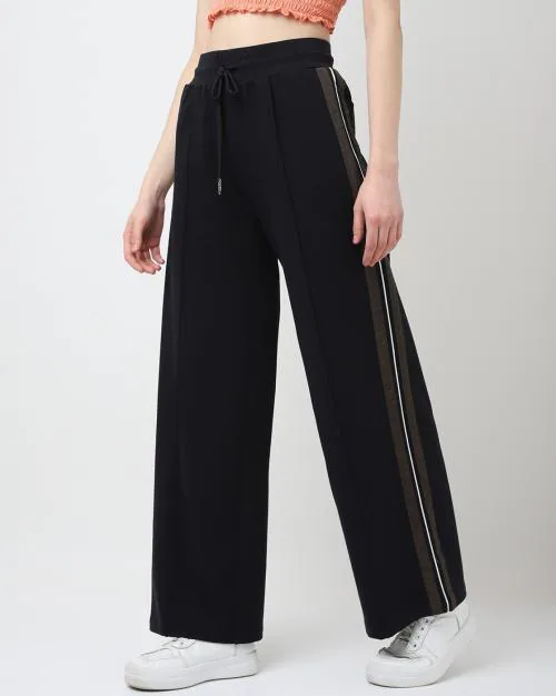 Side Stripe Wide-Leg Trousers