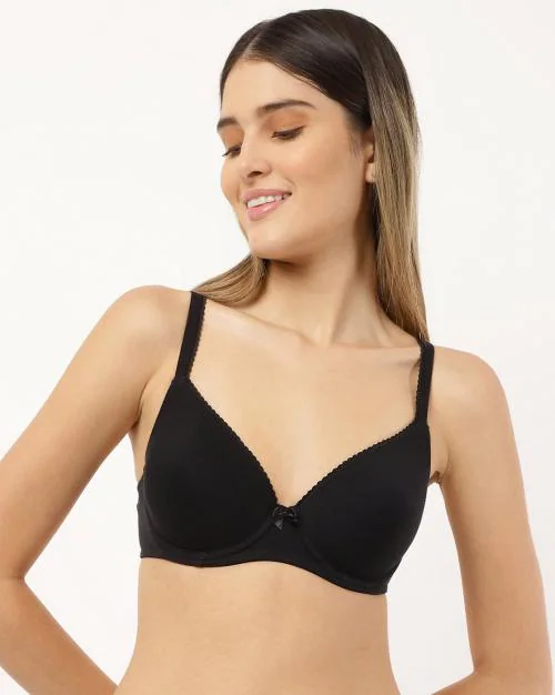 Pack of 2 Cotton Mix Self Design Skinny Bras