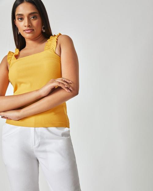 Tank Top with Ruffled Straps