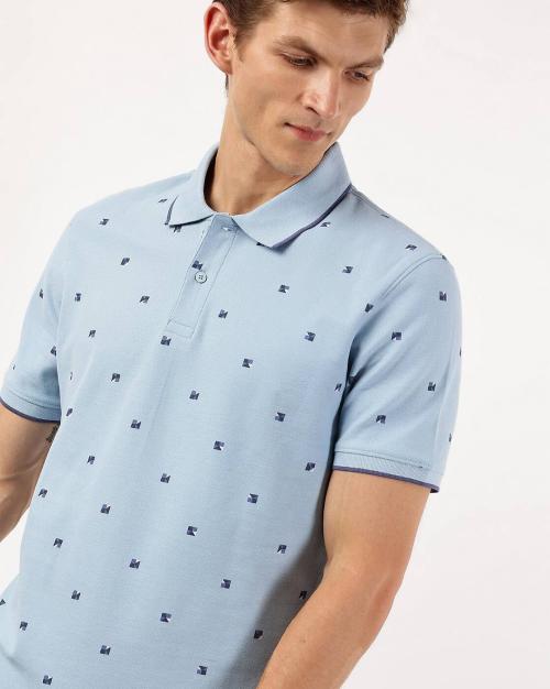 Regular Fit Pure Cotton Printed Polo Collar Polo T-Shirt