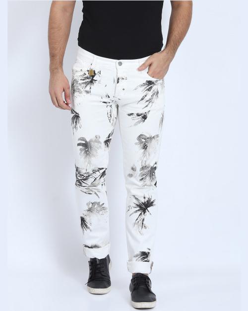 Floral Print Slim Jeans