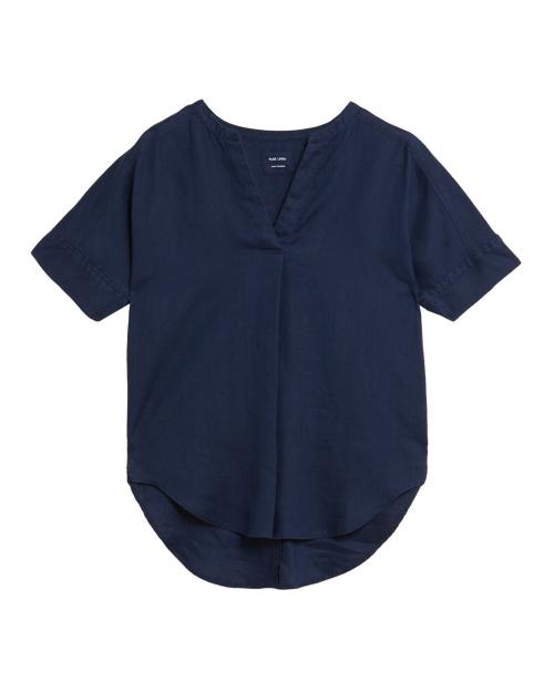 Pure Linen Short Sleeve Popover Blouse