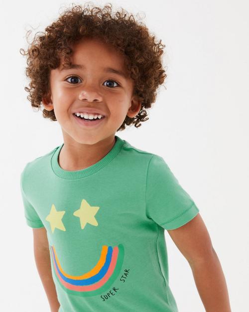 Smiley Face Print Pure Cotton T-Shirt
