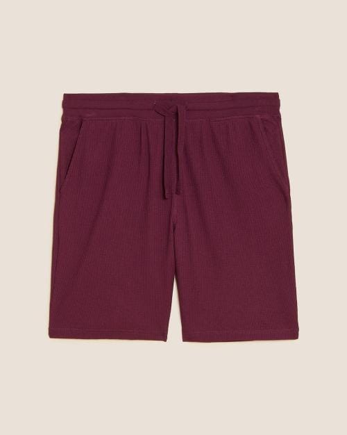 Cotton Blend Waffle Loungewear Shorts