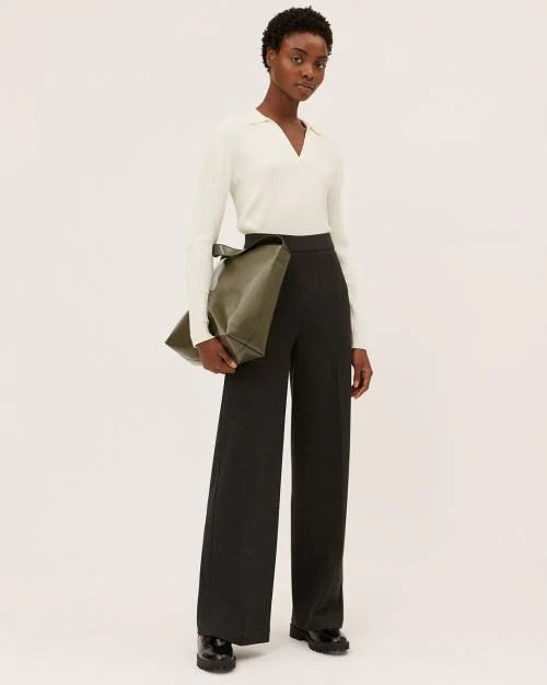 Jersey Wide Leg Trousers with Stretch