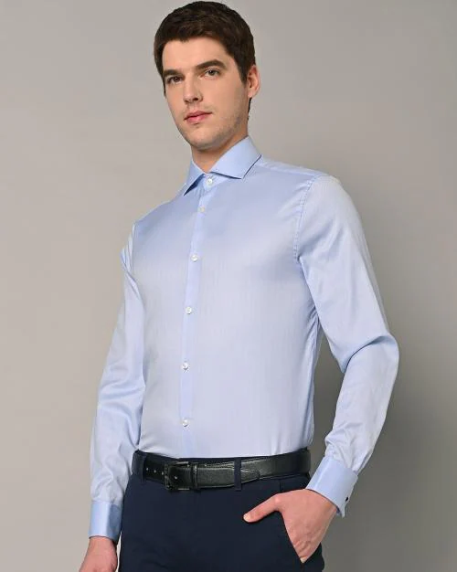 Buy Men Slim Fit Easy Iron Herringbone Shirt Online at Best Prices in