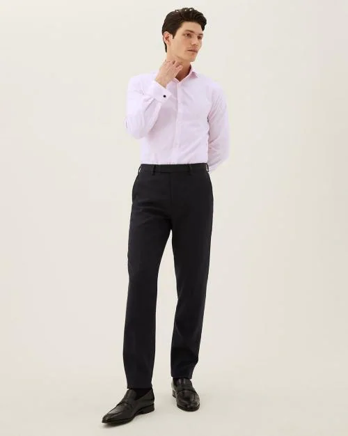 Men Slim Fit Easy Iron Herringbone Shirt