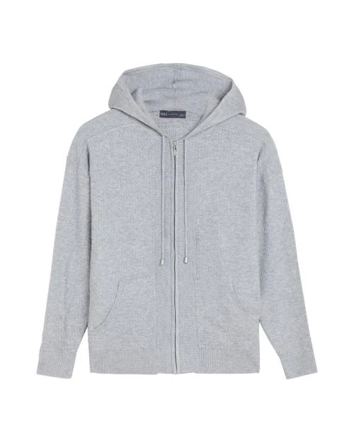 Soft Touch Textured Relaxed Zip Up Hoodie